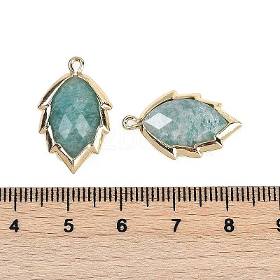 Natural Amazonite Faceted Leaf Pendants G-I375-04G-02-1