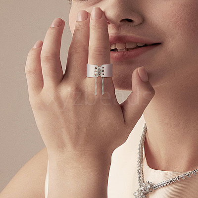 1Pc Alloy Tassel Chain Finger Rings for Women RJEW-LP0003-62-1