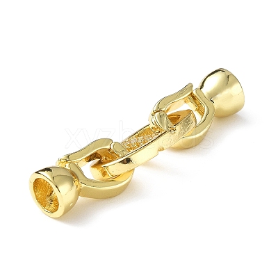 Rack Plating Brass Micro Pave Clear Cubic Zirconia Fold Over Clasps KK-G448-05G-1