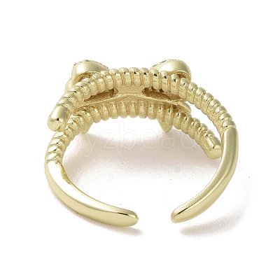 Brass Micro Pave Cubic Zirconia Open Cuff Ring RJEW-K256-58E-G-1