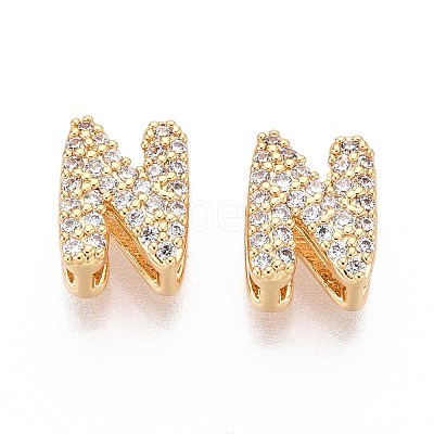 Brass Micro Pave Clear Cubic Zirconia Beads KK-T071-17G-N-1