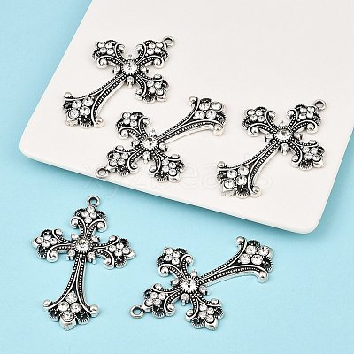 Alloy Rhinestone Cross Big Gothic Pendants ALRI-1475-NR-1