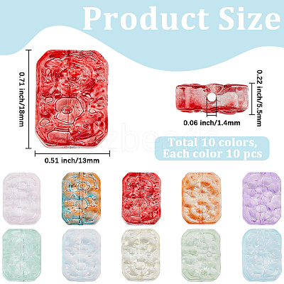 100Pcs 10 Colors Transparent Spray Painted Glass Beads GLAA-PA0001-60A-1