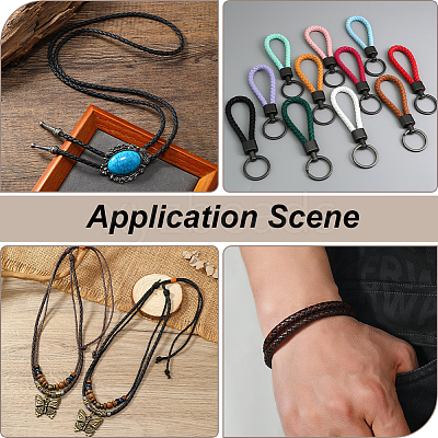 8M 4 Colors Round PU Leather Braided Cord OCOR-CL0001-20-1