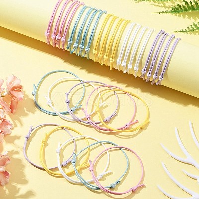 30Pcs 5 Color Adjustable Waxed Polyester Braided Cord Bracelets BJEW-FZ00016-1