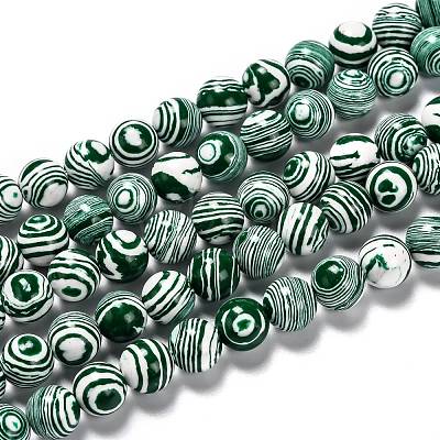 Synthetic Malachite Beads Strands G-I199-32-6mm-F-1
