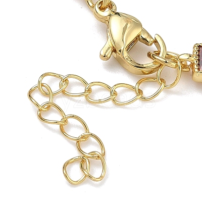 Rectangle Brass Pave Cubic Zirconia Link Chain Bracelets for Women BJEW-P385-05G-02-1