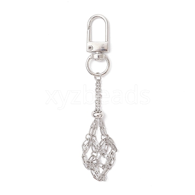 304 Stainless Steel Macrame Pouch Empty Stone Holder Pendant Decorations HJEW-JM04379-02-1