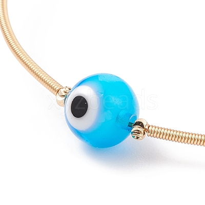 Lampwork Round with Evil Eye Beaded Cuff Bangle BJEW-JB08333-02-1