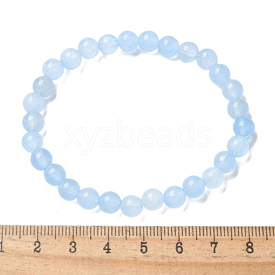 Natural & Dyed White Jade Bead Stretch Bracelets BJEW-K212-A-018-1