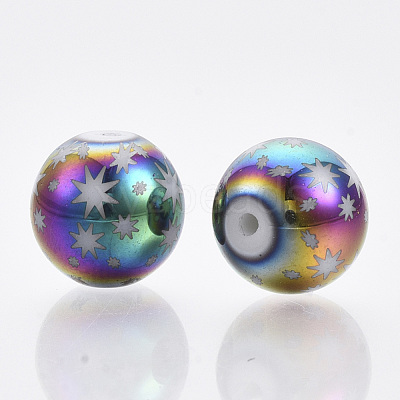 Christmas Electroplate Glass Beads X-EGLA-R113-07D-1