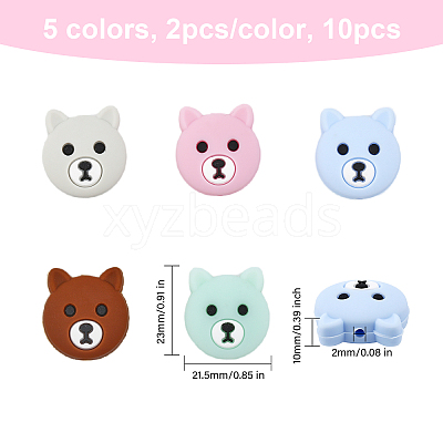 10Pcs 5 Colors Silicone Beads SIL-CA0001-91-1