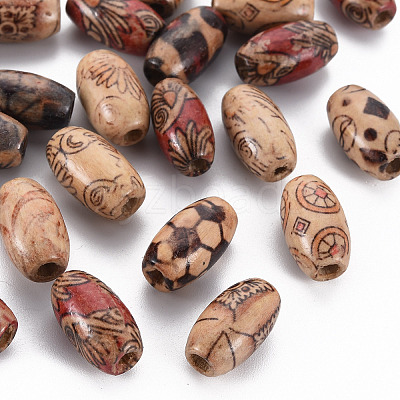 Printed Natural Wood Beads X-WOOD-R248-M-1