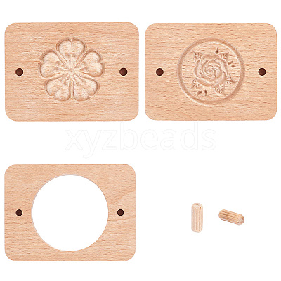3 Styles Rose & Sakura Wooden Hand Press Moon Cake Maker WOOD-FG0001-43-1