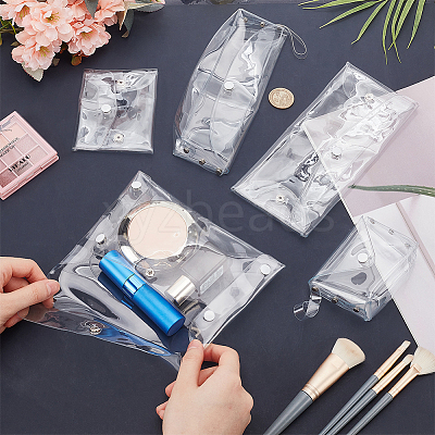5Pcs 5 Styles Rectangle Transparent PVC Cosmetic Pouches AJEW-FG0004-33-1