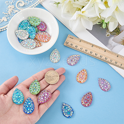 21Pcs 7 Colors Electroplate Opaque Resin Cabochons RESI-FG0001-16-1