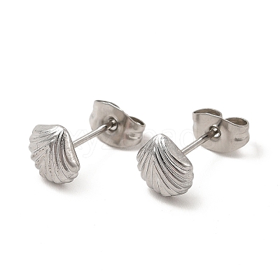 304 Stainless Steel Shell Shape Stud Earrings for Women EJEW-I281-33P-1
