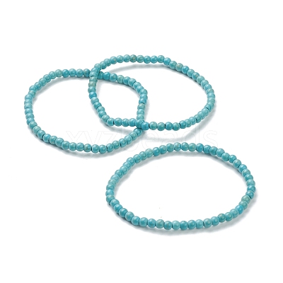 Synthetic Turquoise Beaded Stretch Bracelets BJEW-D446-A-18-1