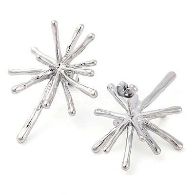 304 Stainless Steel Snowflake Stud Earrings for Women EJEW-U023-03P-1