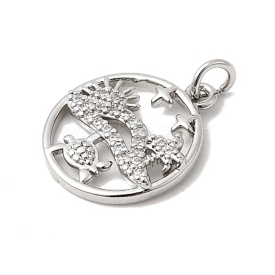 Brass Micro Pave Cubic Zirconia Pendants KK-P343-01C-P-1
