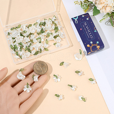 80Pcs 8 Styles Acrylic Flower Pendants PALLOY-SC0001-19-1