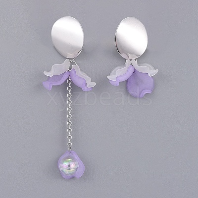 Petal Transparent Acrylic Dangle Stud Earrings EJEW-JE03272-01-1