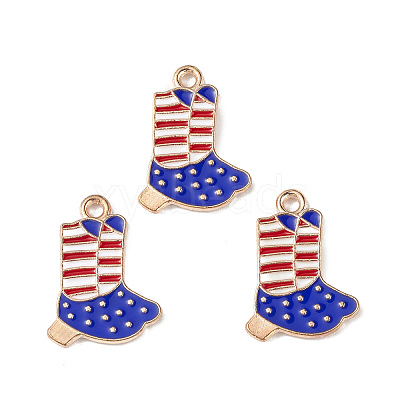 American Flag Style Alloy Enamel Pendants ENAM-K067-40-1