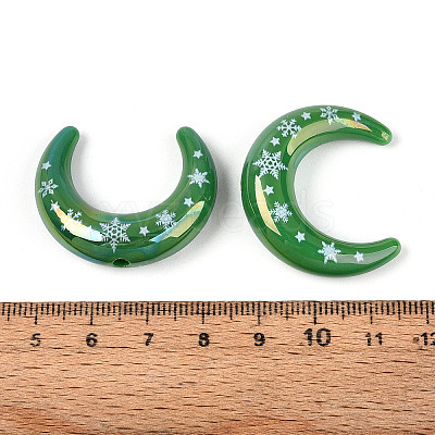 Christmas UV Plating Printed Opaque Acrylic Beads MACR-N018-07C-1