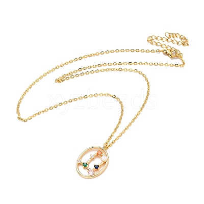 Colorful Cubic Zirconia Constellation Pendant Necklace NJEW-H166-01F-1