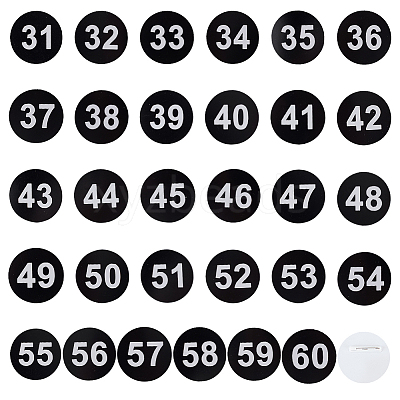 1 Set Round ABS Plastic Number Brooches Sets JEWB-OC0001-02D-1
