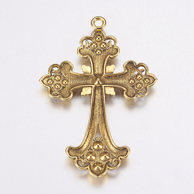 Alloy Rhinestone Cross Big Pendants ALRI-1475-AG-RS-1