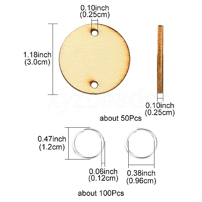 50Pcs Undyed Unfinished Wood Connector Charms WOOD-FS0001-11-1