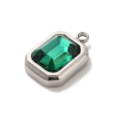 High Polished 304 Stainless Steel Glass Pendants STAS-L022-062P-04-1
