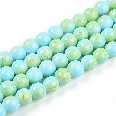 Baking Paint Glass Beads Strands DGLA-N003-8mm-C04-1
