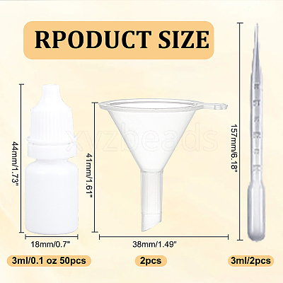 50 Pcs Plastic Glue Bottles with 2Pcs Disposable Plastic Dropper with 2Pcs Transparent Plastic Funnel Hopper AJEW-OC0005-27B-1