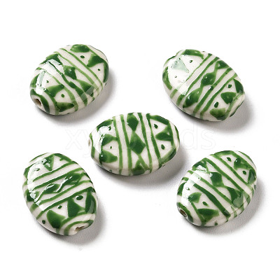 Handmade Printed Porcelain Beads PORC-F005-01B-1