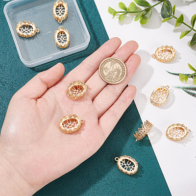 10Pcs Brass Pendant Cabochon Open Back Settings KK-BC0009-81-1