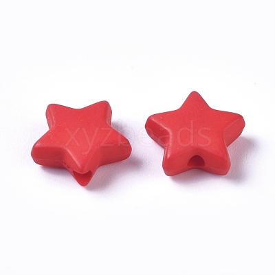 Opaque Acrylic Beads X-SACR-WH0002-07J-1