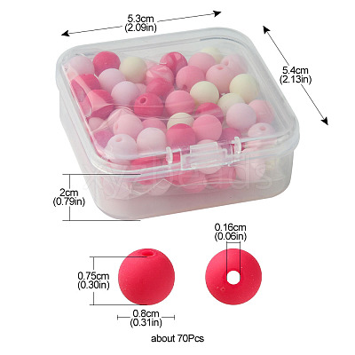 70Pcs Rubberized Style Acrylic Beads MACR-FS0001-71B-1