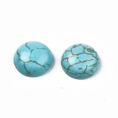 Craft Findings Dyed Synthetic Turquoise Gemstone Flat Back Dome Cabochons TURQ-S266-10mm-01-1