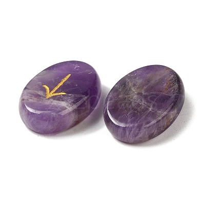 13Pcs Natural Amethyst Rune Stone G-C095-02F-1