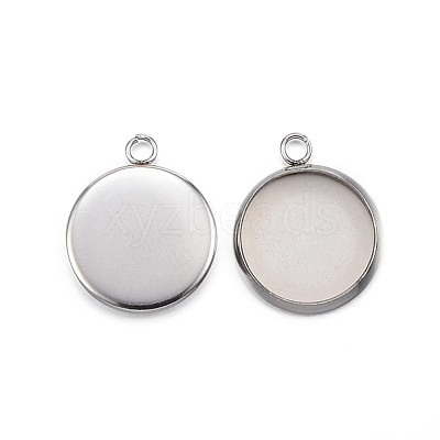 Tarnish Resistant 304 Stainless Steel Pendant Cabochon Settings STAS-G127-13-12mm-P-1
