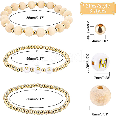 6Pcs 3 Style Word Mrs Stretch Bracelets Set BJEW-BC0002-06-1