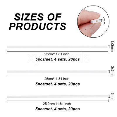 60Pcs 3 Style ABS Plastic Square & Round Tubes DIY-OC0011-73-1