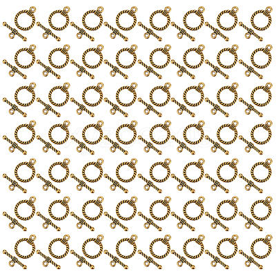150Pcs Tibetan Style Alloy Toggle Clasps FIND-GO0002-99AG-1