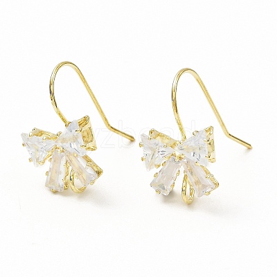 Brass Micro Pave Clear Cubic Zirconia Earring Hooks LS-ZIRC-K087-23G-1