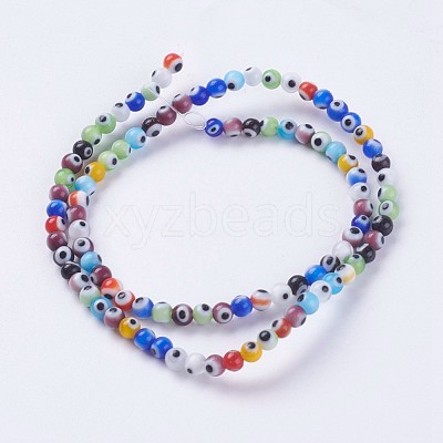 Handmade Evil Eye Lampwork Beads Strands LAMP-J089-B01-1