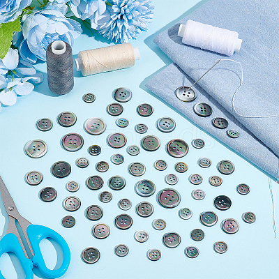 26Pcs 4 Style Natural Shell Buttons BUTT-NB0001-67-1