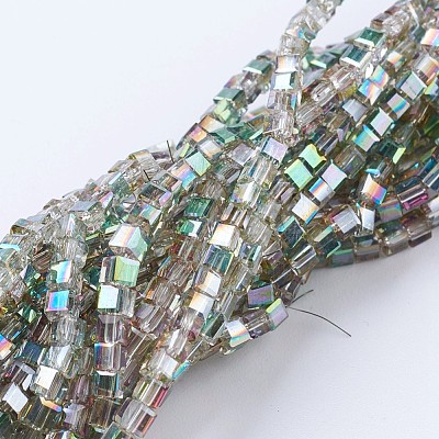 Electroplate Glass Beads Strands X-EGLA-F121-HP-A02-1