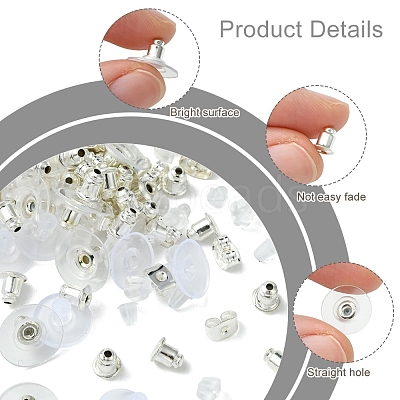 6 Styles Brass Bullet Clutch Bullet Clutch Earring Backs with Pad FIND-FS0003-08P-1